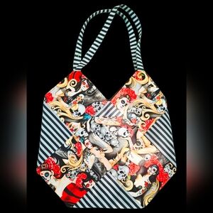 NWT Handmade Quilted Patchwork Tote Bag! 20 X 20 Huge!! Pinup Style/Sailor Jerry